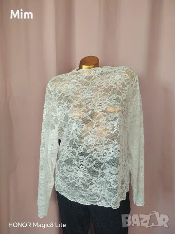 XL Черен сатенен панталон, 2/3XL Бяла дантелена блуза, 2XL дантелена блуза в екрю, снимка 4 - Блузи с дълъг ръкав и пуловери - 56170976