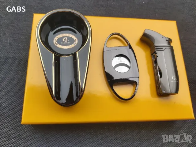 Луксозен комплект за пури GALINER,запалка,резачка и пепелник, снимка 3 - Запалки - 49903541