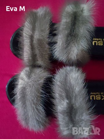 Чехли естествен косъм норка, 40, снимка 5 - Чехли - 36841115