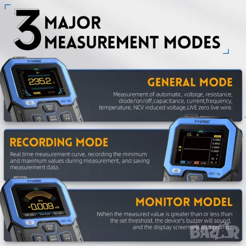 Цифров мултицeт с вградена батерия и цветен екран FNIRSI DMT-99, снимка 5 - Други инструменти - 49824025