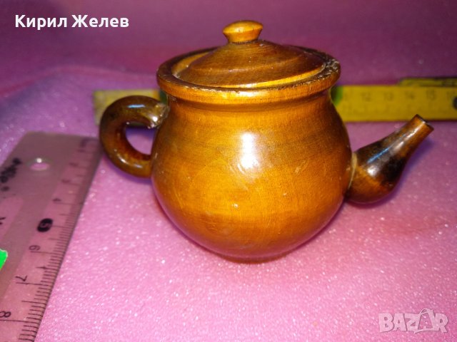 МИНИАТЮРНО ДЕКОРАТИВНО РЪЧНО РИСУВАНО ДЪРВЕНО ЧАЙНИЧЕ За КОЛЕКЦИЯ ИНТЕРИОР 42866, снимка 2 - Декорация за дома - 44301133