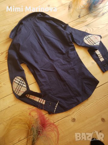Тъмно синя риза Burberry , снимка 4 - Ризи - 29194760