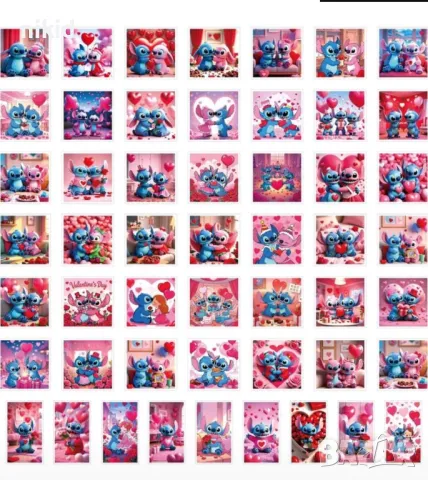 50 бр Лило и Стич розов lilo stitch самозалепващи лепенки стикери украса декор картонена торта парти, снимка 3 - Други - 49757377