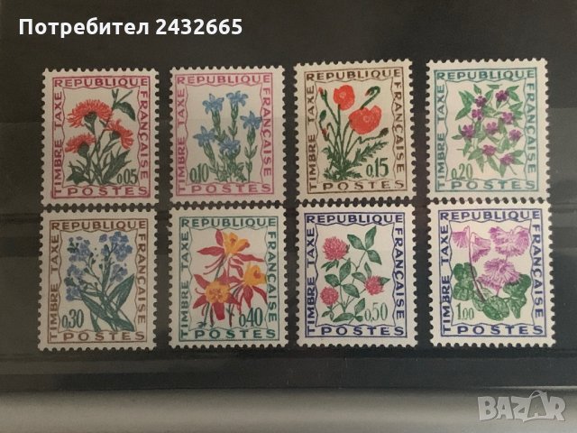 308. Франция 1964 /65/71 = YT95-102: “ Флора. Цветя.”-  таксови марки,**,MNH 