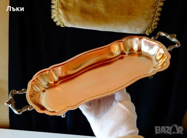 Барокова медна фруктиера,сребро,маркирана. , снимка 3 - Антикварни и старинни предмети - 30808975