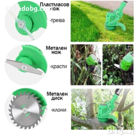 Акумулаторна Безчеткова резачка с омасляване + Акумулаторен тример с 4 батерии и 9 подаръка, снимка 2 - Други инструменти - 52107890