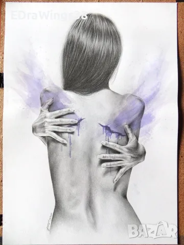 Картина "Grow your wings" Рисунка с молив, снимка 2 - Картини - 56505407