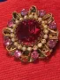 СТАРИННА СКЪПОЦЕННА ФЛОРАЛНА БРОНЗОВА БРОШКА - ЦВЕТЕ с ГОЛЯМ ШЛИФОВАН ГРАНАТ и АМЕТИСТИ 47965, снимка 10