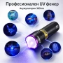 Професионален мощен ръчен ув фенер 365nm UV за камъни фалшиви пари печати акумулаторен USB zoom, снимка 1