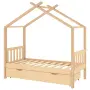 vidaXL Рамка за детско легло с чекмедже, борово дърво масив, 80x160 см, снимка 1