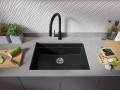 Черна кухненска мивка за вграждане под плот Прага 70 Level 660 x 470 мм, снимка 4