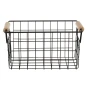 Метална кошница с дървени дръжки, Черен, 24,5x15,5x13см., снимка 1