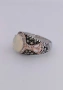Мъжки сребърен пръстен с бял опал и марказит, снимка 5