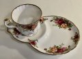 Royal Albert Old country roses сет за кафе с бисквити или кекс, снимка 3
