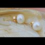 Обеци морски бели перли, 8мм, 14К жълто злато, снимка 7