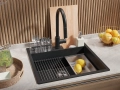 графит кухненска мивка за вграждане Берген 60 Double Pocket 560x540 мм, снимка 6