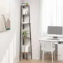 vidaXL Ъглова етажерка с 5 рафта Тъмнокафяво и черно 45,5x31,5x180 см, снимка 2