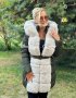 Дамско зимно палто / парка с големи екрю пухове и топла качулка , снимка 4