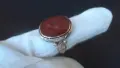 Сребърен старинен гръцки пръстен с гема натурален карнеол, снимка 4