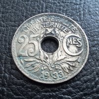 Стара монета 25 сантима 1933 г. Франция - топ !, снимка 2 - Нумизматика и бонистика - 42219848