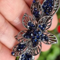 Луксозна метална шнола с тъмно сини камъни , снимка 4 - Аксесоари за коса - 38016994