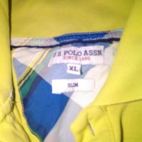 U S Polo Assn маркова тениска бродирано лого жълта памук размер реален Л, снимка 4 - Тениски - 44391345