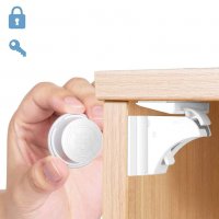 Магнитни предпазители за шкафове и чекмеджета - к-т 4бр. с ключ - код 3314, снимка 4 - Други - 35410865