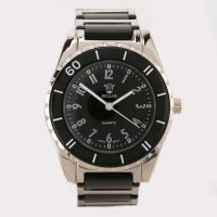 Наличен Черно сребрист Дамски часовник благородна стомана, снимка 1 - Дамски - 30713808