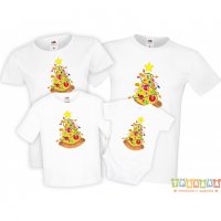 Коледни тениски Коледно дърво Пица Pizza Christmas Tree, снимка 1 - Тениски - 35071985