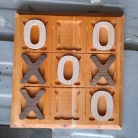 Игра морски шах / tic tac toe изработена от масивно Дърво череша + дъб, снимка 1 - Настолни игри - 37785767