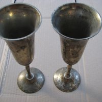 Посребрена висока чаша на столче-2бр, снимка 1 - Антикварни и старинни предмети - 30106959