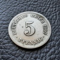 Стара монета 5 пфенига 1907 г.буква F-Германия-рядка,хит цена !, снимка 9 - Нумизматика и бонистика - 39767044
