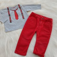 Коледен сет панталон и блуза  6-9 месеца , снимка 1 - Комплекти за бебе - 30781017