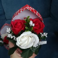 Сърца с ароматни съпунени рози , снимка 5 - Изкуствени цветя - 35643517