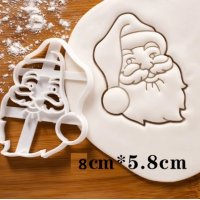 Весел Дядо Коледа Глва пластмасов резец форма фондан тесто бисквитки, снимка 1 - Форми - 39362899