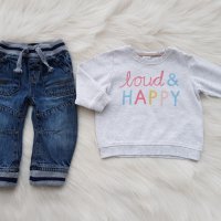 Дънки и блуза H&M 9-12 месеца, снимка 4 - Бебешки блузки - 31525679