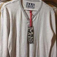Мъж.блуза-"Solid Waldo-Jeans"-/памук/,цвят-кремаво+сиво. Закупен от Италия., снимка 4 - Блузи - 30992025
