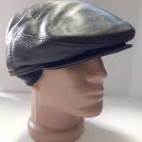Мъжка кожена шапка каскет,черна-20, снимка 3 - Шапки - 30929470
