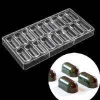 3d 18 Капсули издължени заоблен пластмасова форма Поликарбонатна отливка калъп за Шоколадови бонбони, снимка 2 - Форми - 37735806