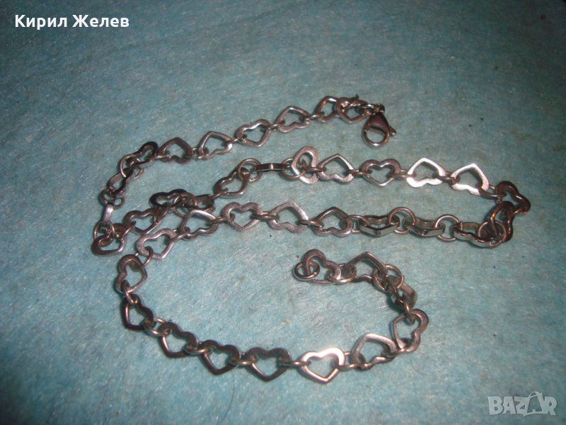 СЪРЦЕВИДЕН МОДЕН СТОМАНЕН ЛАНЕЦ НЕРЪЖДАЕМА БЛАГОРОДНА СТОМАНА КОЛИЕ ГЕРДАНЧЕ 27154, снимка 1