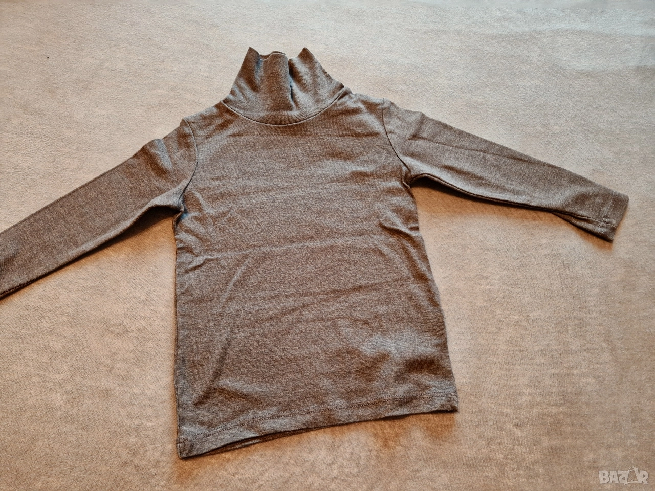 1-2г 92см Блуза с дълъг ръкав, поло, памук, сива, без следи от употреба , снимка 1