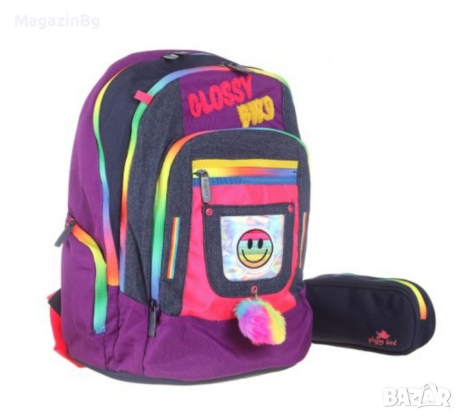 Ученическа раница с несесер Glossy Bird, 43х33х23 см Ranica , снимка 1