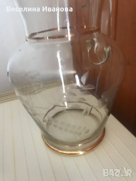 Ретро стъклена кана калиево стъкло, снимка 1