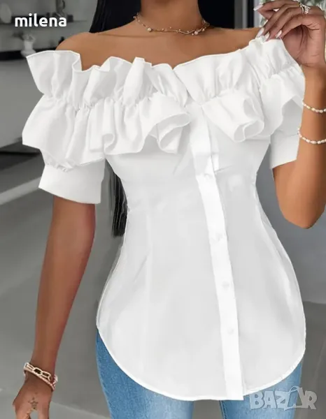 Нова бяла риза с голи рамена , снимка 1