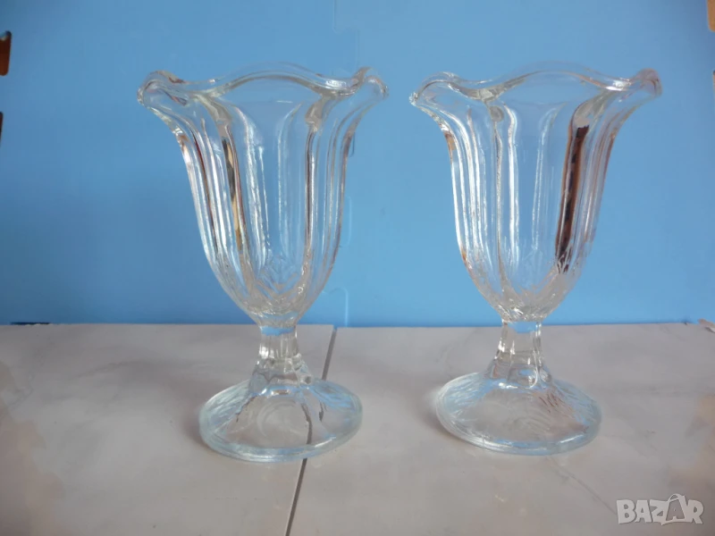 2 Големи чаши дебело стъкло мелба десерт крем сладолед и др., снимка 1