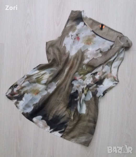 КРАСИВ шифонен топ в зелено-бежови цветове, снимка 1