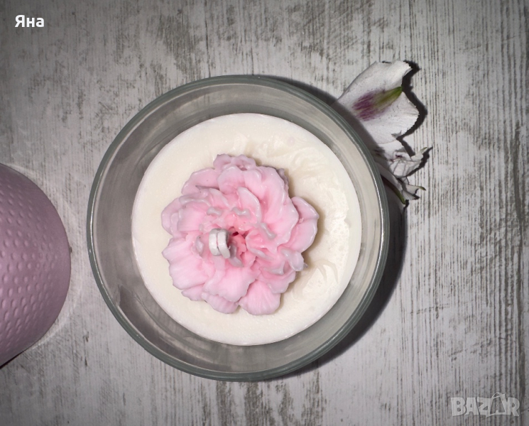 Свещ цвете ръчно изработена, снимка 1