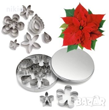 12 бр Роза Галакси Коледна звезда цвете метални форми резци форма резец торта зеленчуци плодове, снимка 1