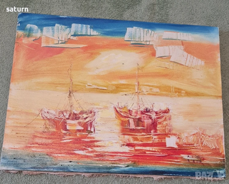 картина масло изгрев на морето, снимка 1