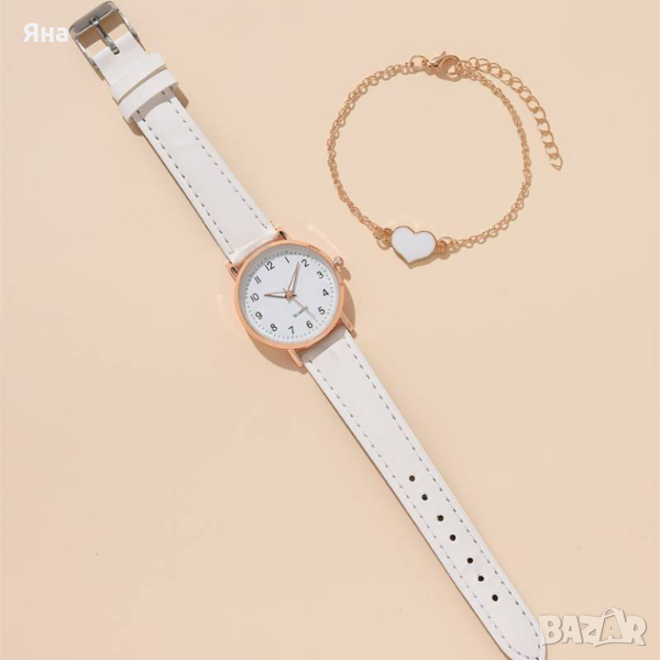 2 Бр./компл. Дамски Часовник Сладък Моден Кварцов Часовник, снимка 1